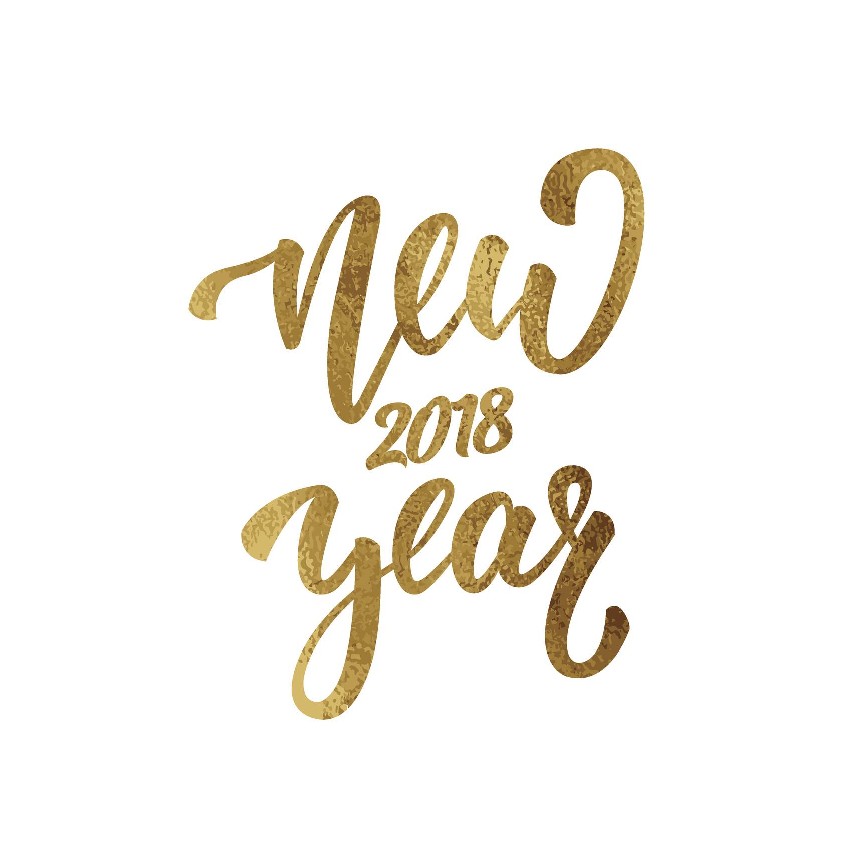 New Year. Gold foil lettering for New Year 2018. Greeting hand lettering for winter 2018 season